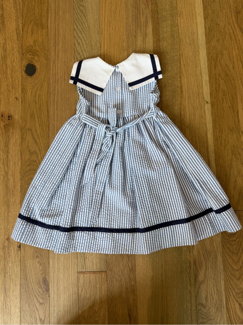 ⚓ Simi Sailor Seersucker Dress Blue/White Girls Size 2 EUC - Picture 5 of 7